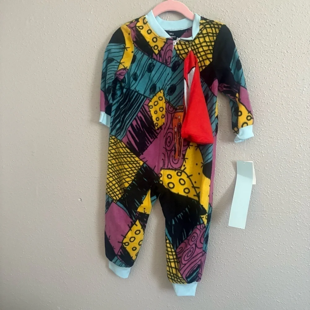 Disney NBC Sally Patchwork Fleece Zip Up Sleeper with Hat - NWT